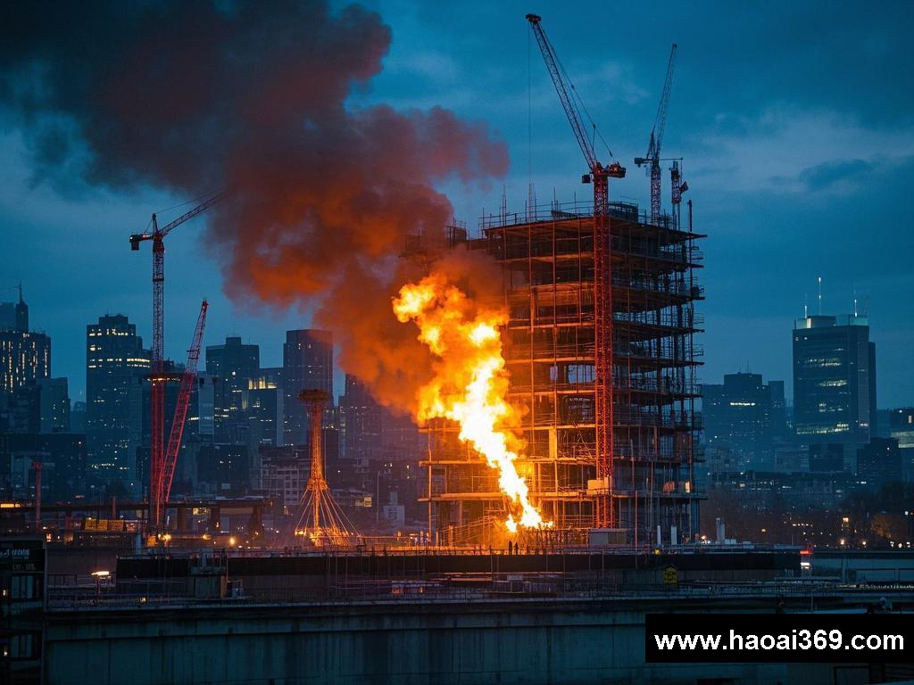 建筑施工中的极限浪漫：火焰与爱情的交织