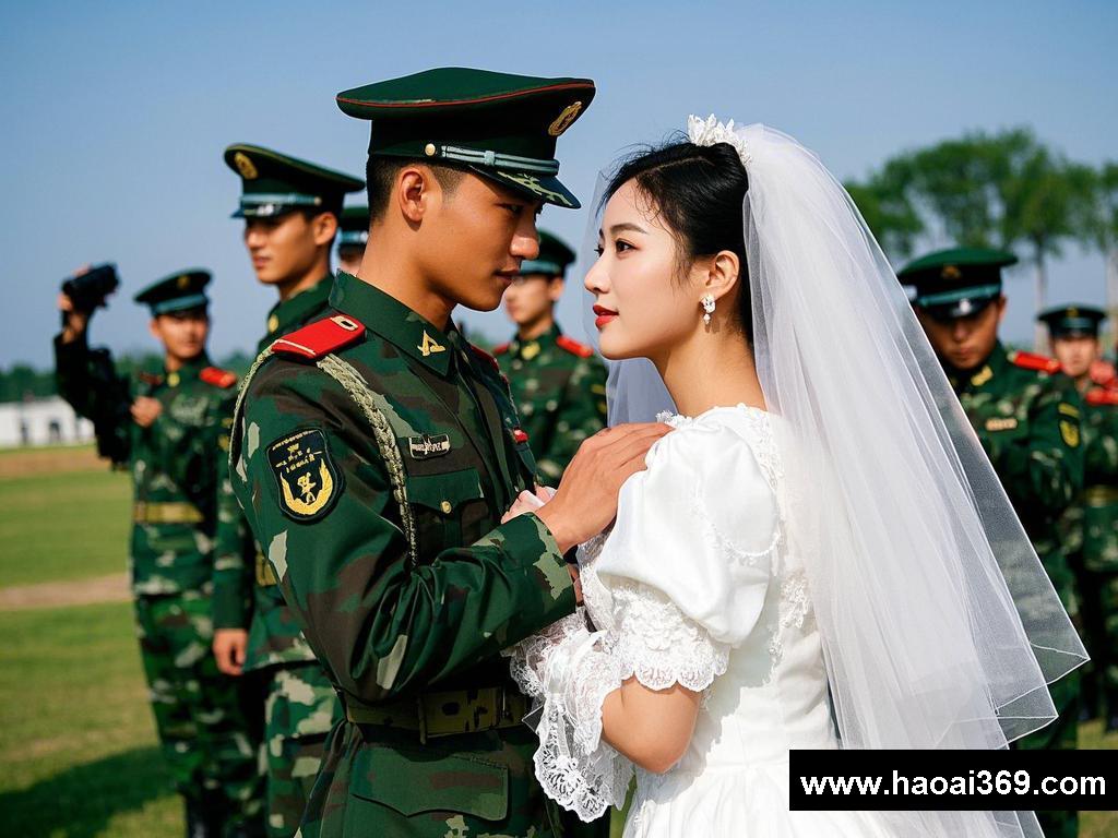 迷彩与婚纱交织的爱恋