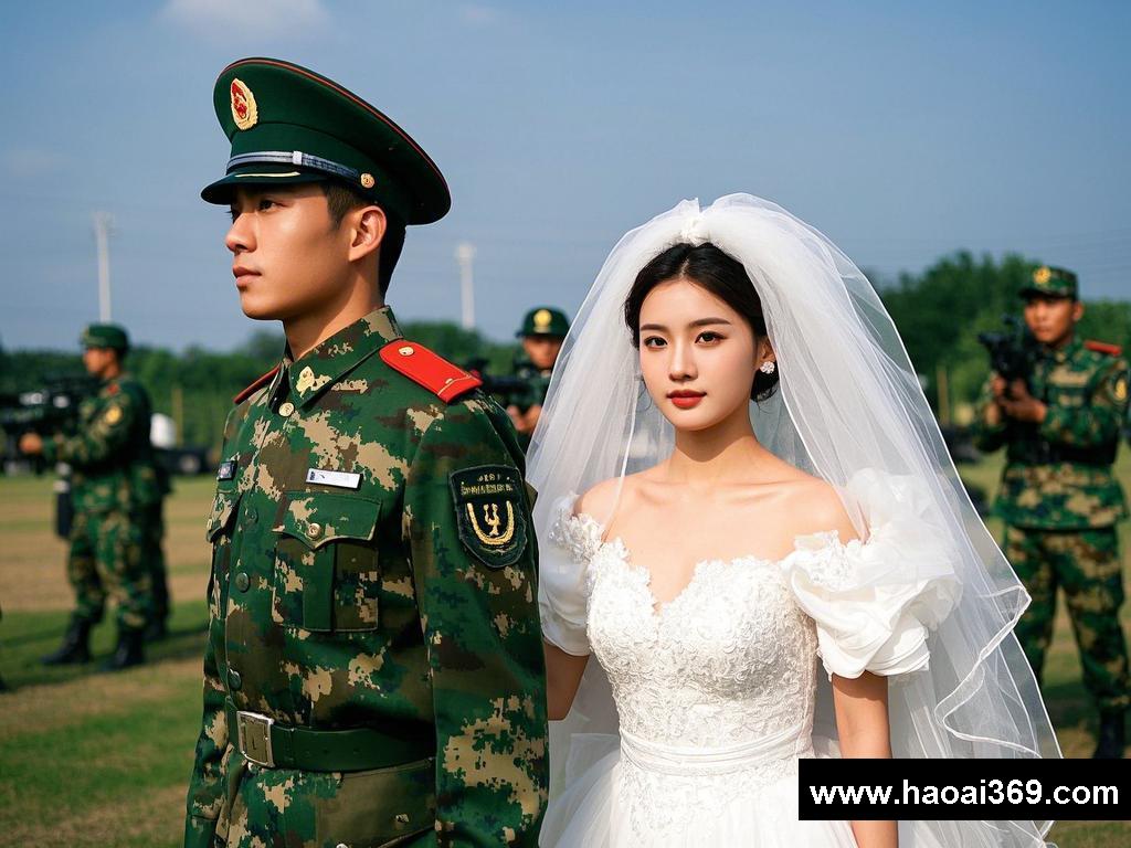 迷彩与婚纱交织的爱恋